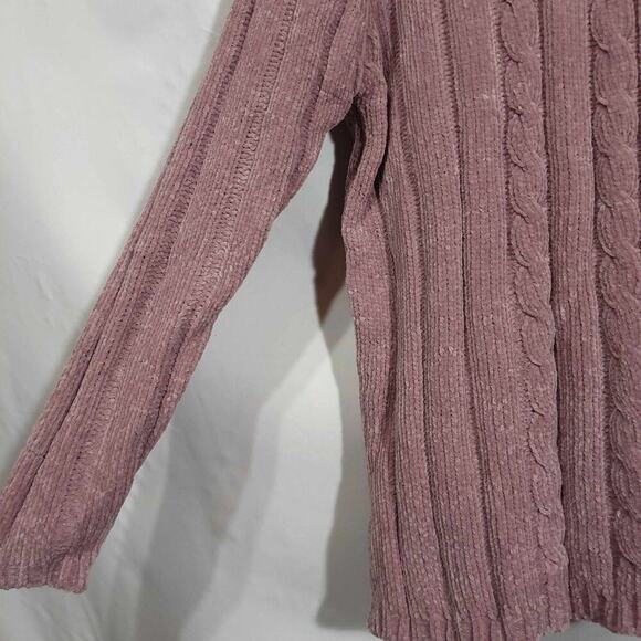 Vintage Carolyn Taylor Sweater Size Large Chenille Cable Knit Pink Dusty Rose - Picture 3 of 7